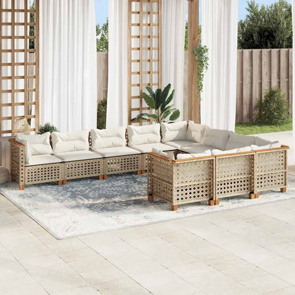 sofasæt til haven 10 dele med hynder polyrattan beige