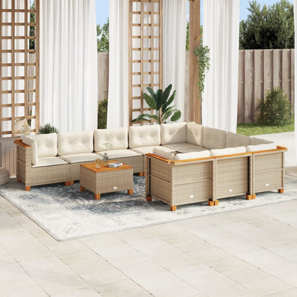 sofasæt til haven 11 dele med hynder polyrattan beige