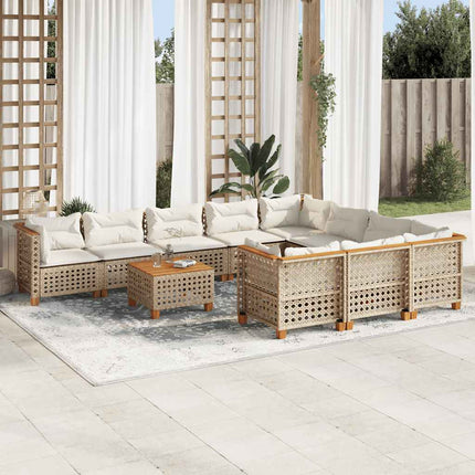 sofasæt til haven 11 dele med hynder polyrattan beige