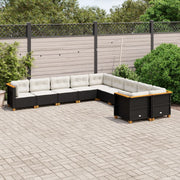 sofasæt til haven 10 dele med hynder polyrattan sort