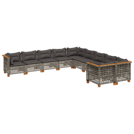sofasæt til haven 10 dele med hynder polyrattan grå