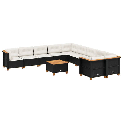 sofasæt til haven 11 dele med hynder polyrattan sort
