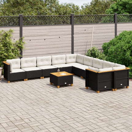 sofasæt til haven 11 dele med hynder polyrattan sort