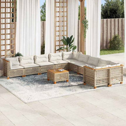 sofasæt til haven 11 dele med hynder polyrattan beige
