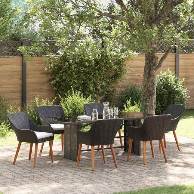 Have Spisebordssæt 7 stk. Sort polyrattan