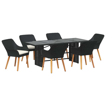 Have Spisebordssæt 7 stk. Sort polyrattan