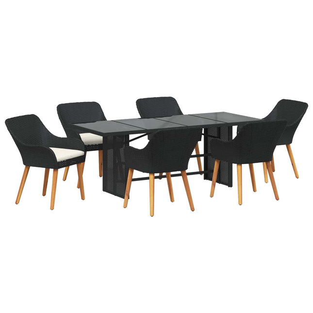 Have Spisebordssæt 7 stk. Sort polyrattan