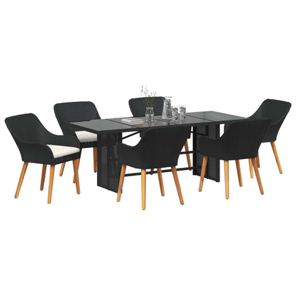 Have Spisebordssæt 7 stk. Sort polyrattan