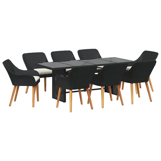 Have Spisebordssæt 9 stk. Sort polyrattan