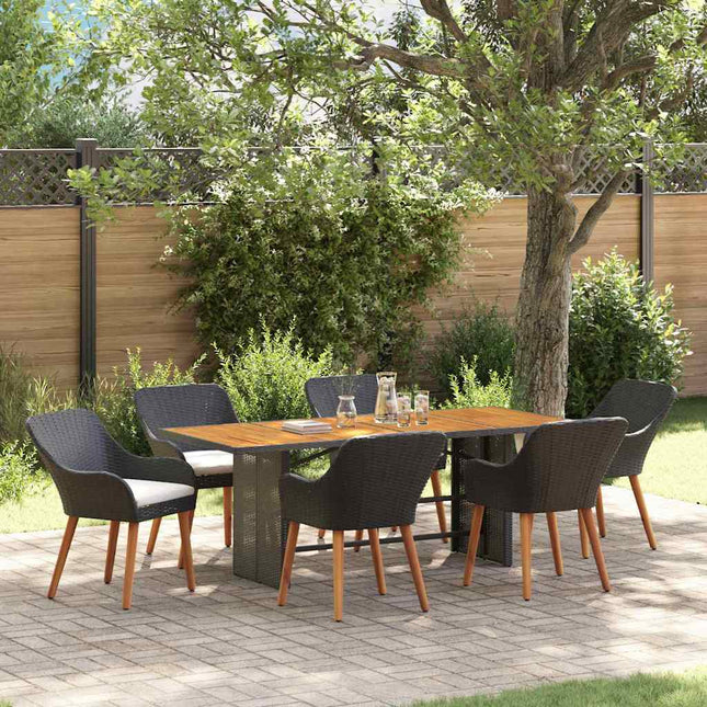 Have Spisebordssæt 7 stk. Sort polyrattan