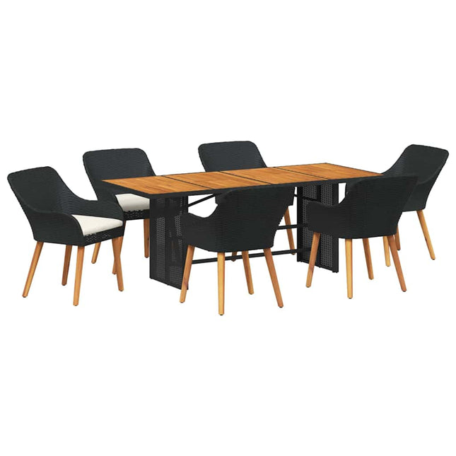 Have Spisebordssæt 7 stk. Sort polyrattan