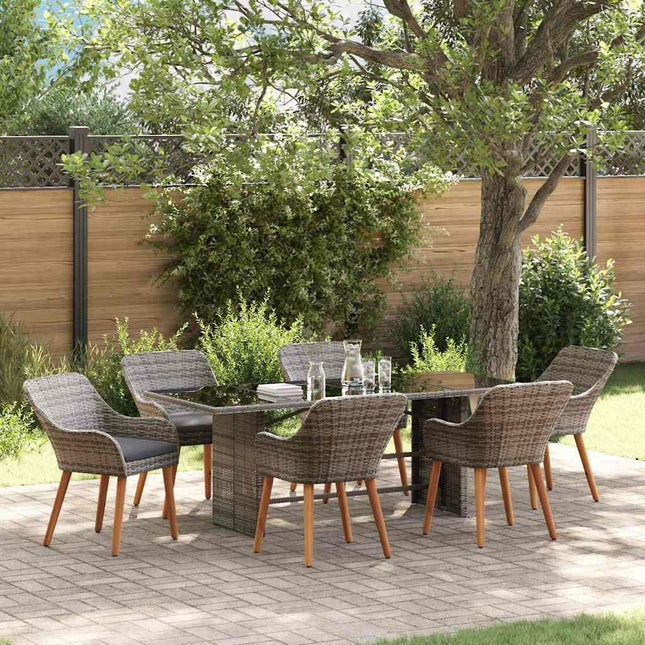 Have Spisebordssæt 7 stk. Grå polyrattan