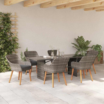 Have Spisebordssæt med pude 7 pcs Grå polyrattan