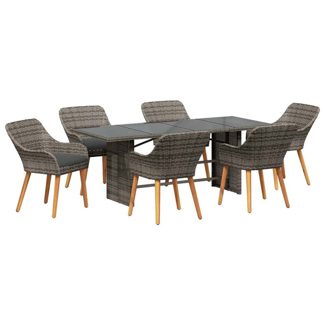 Have Spisebordssæt 7 stk. Grå polyrattan