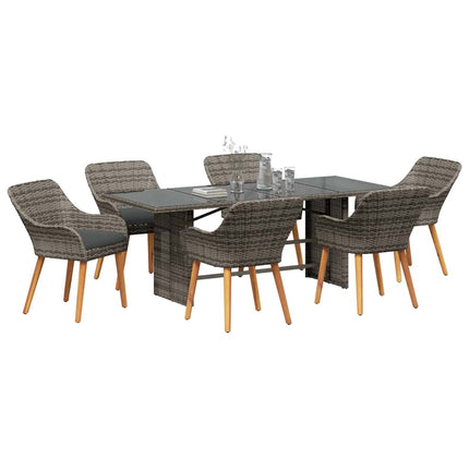 Have Spisebordssæt med pude 7 pcs Grå polyrattan