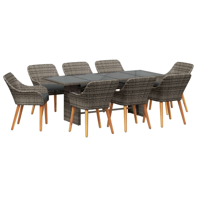 Have Spisebordssæt 9 stk. Grå polyrattan