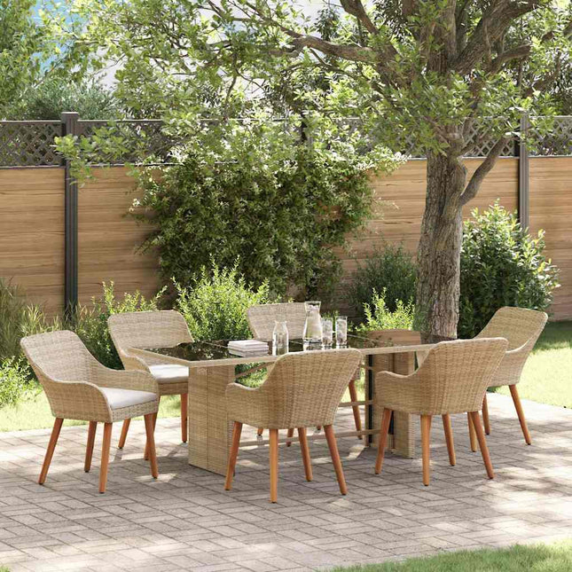 Have Spisebordssæt 7 stk. Beige polyrattan
