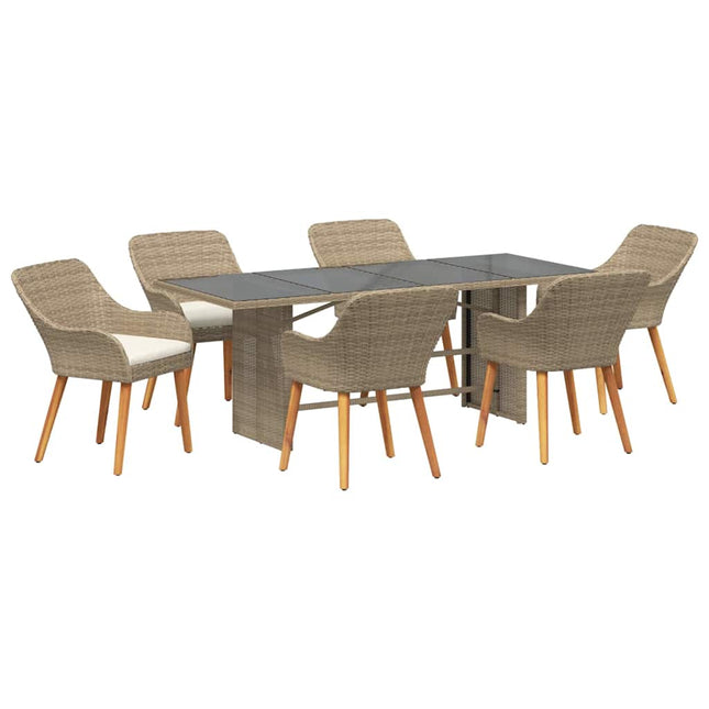 Have Spisebordssæt 7 stk. Beige polyrattan