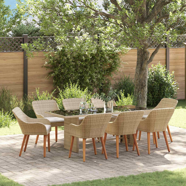 Have Spisebordssæt 9 stk. Beige polyrattan