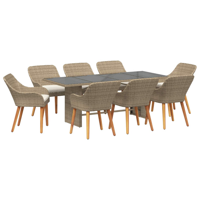 Have Spisebordssæt 9 stk. Beige polyrattan