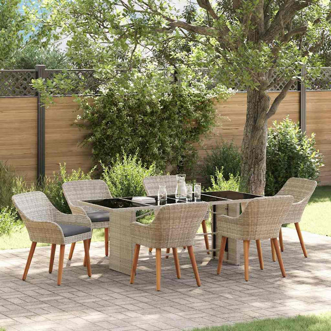 Have Spisebordssæt 7 stk. Lysegrå polyrattan