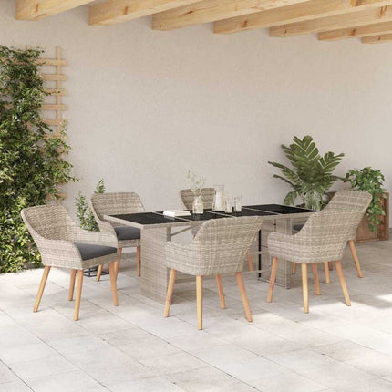 Have Spisebordssæt 7 pcs Lysegrå polyrattan
