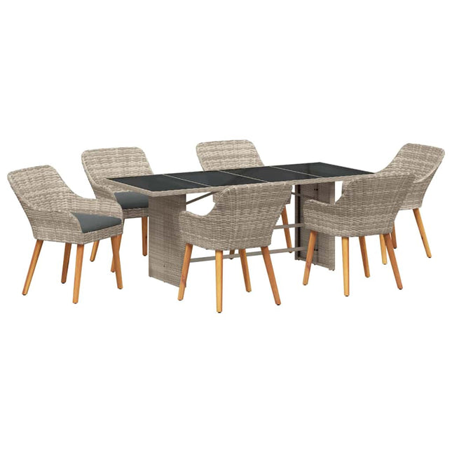 Have Spisebordssæt 7 stk. Lysegrå polyrattan
