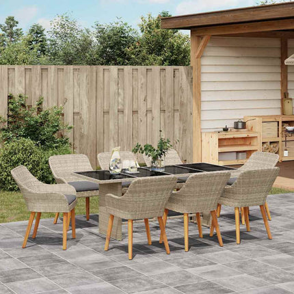 Have Spisebordssæt 9 pcs Lysegrå polyrattan