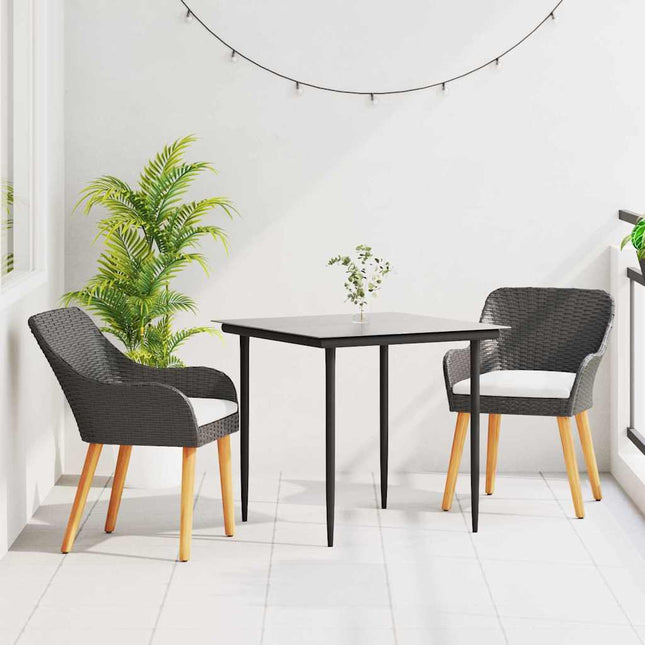 Have Spisebordssæt 3 stk. Sort polyrattan