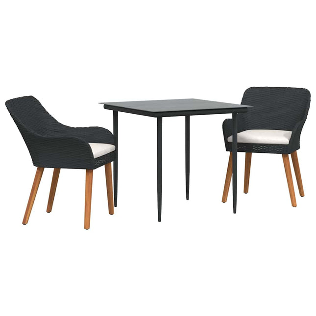Have Spisebordssæt 3 stk. Sort polyrattan