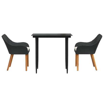 Have Spisebordssæt 3 stk. Sort polyrattan