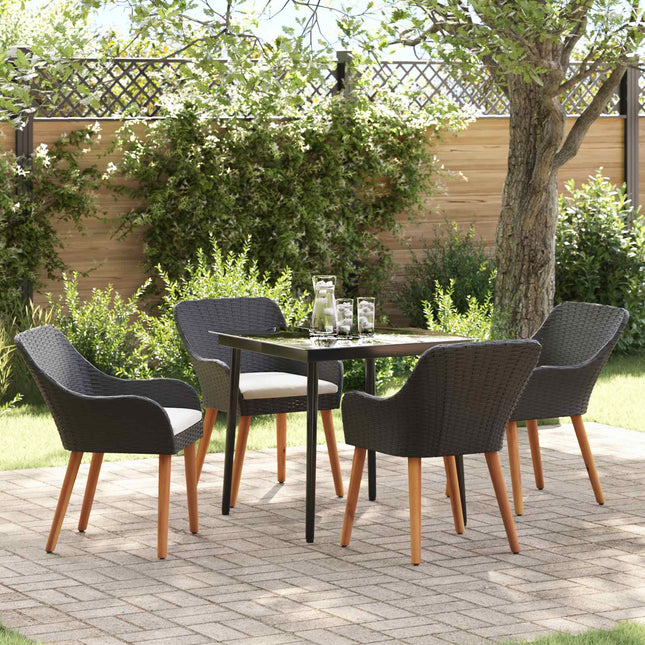 Have Spisebordssæt 5 stk. Sort polyrattan