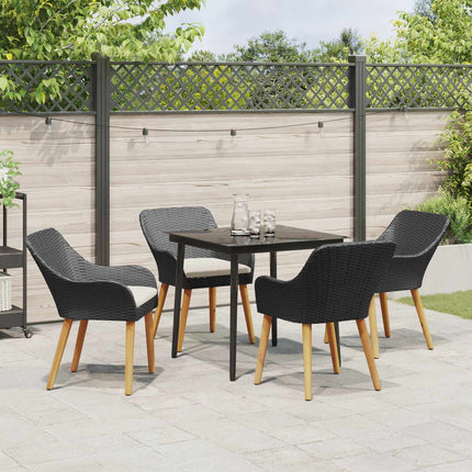 Have Spisebordssæt med pude 5 pcs Sort polyrattan