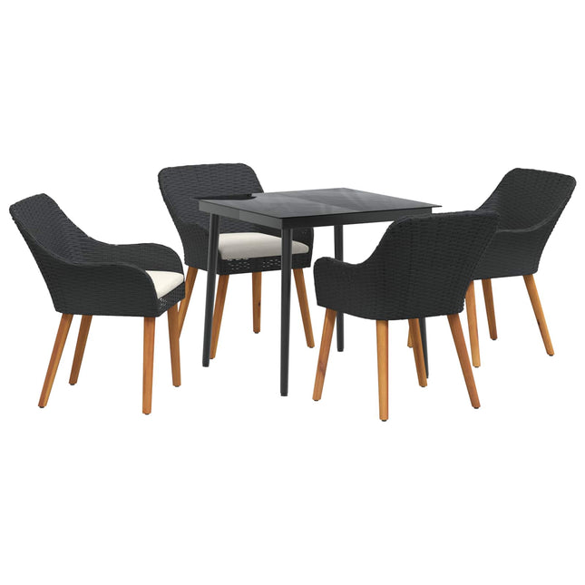 Have Spisebordssæt 5 stk. Sort polyrattan