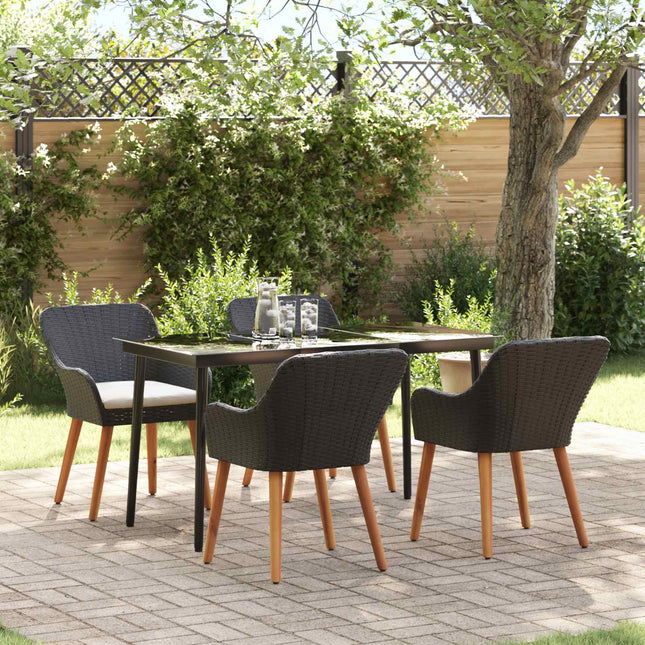 Have Spisebordssæt 5 stk. Sort polyrattan