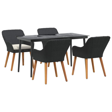 Have Spisebordssæt med pude 5 pcs Sort polyrattan