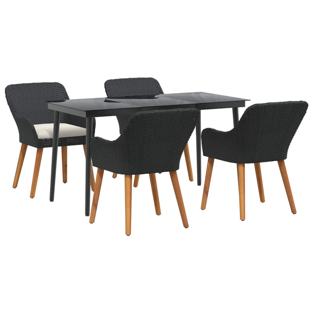 Have Spisebordssæt 5 stk. Sort polyrattan
