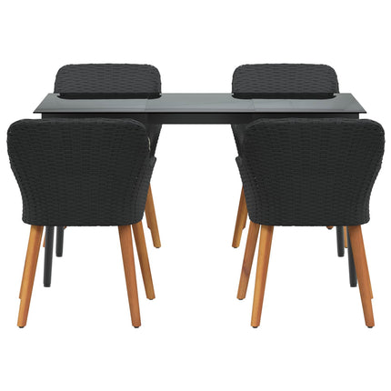 Have Spisebordssæt med pude 5 pcs Sort polyrattan
