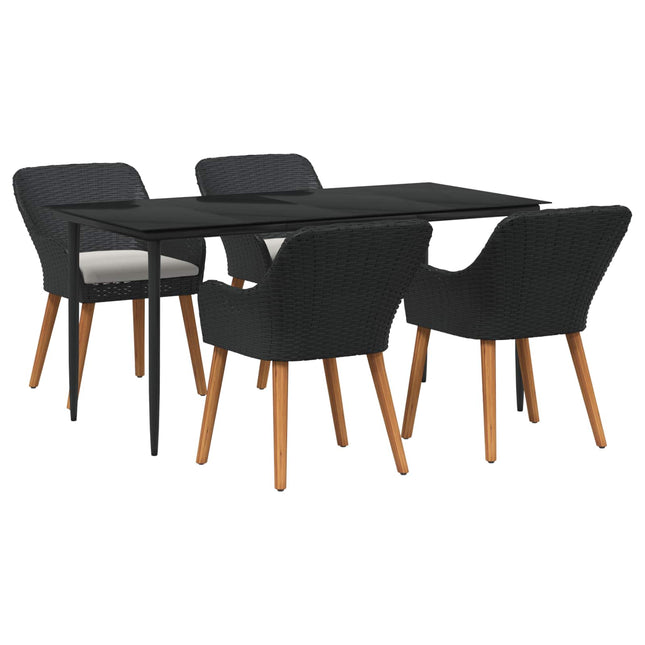 Have Spisebordssæt 5 stk. Sort polyrattan