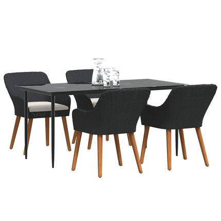 Have Spisebordssæt med pude 5 pcs Sort polyrattan