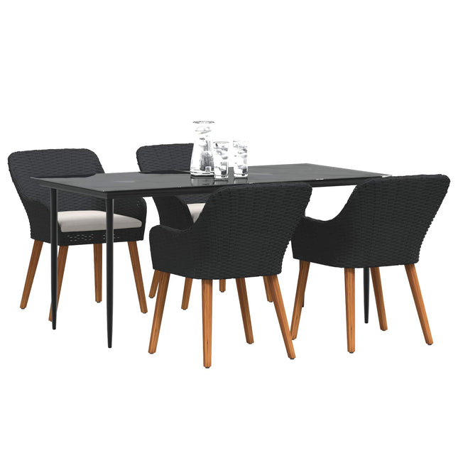 Have Spisebordssæt 5 stk. Sort polyrattan