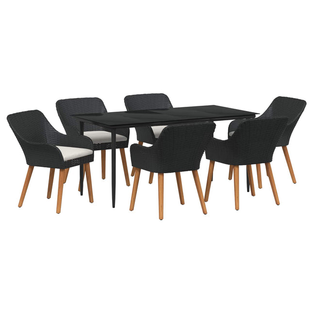 Have Spisebordssæt 7 stk. Sort polyrattan