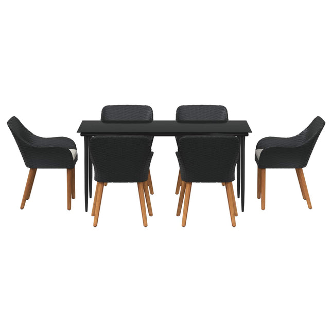 Have Spisebordssæt 7 stk. Sort polyrattan