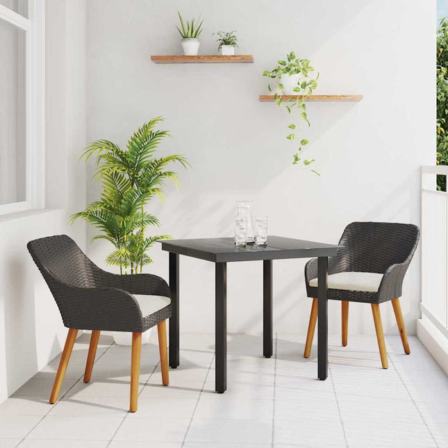 Have Spisebordssæt 3 stk. Sort polyrattan