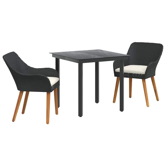 Have Spisebordssæt 3 stk. Sort polyrattan