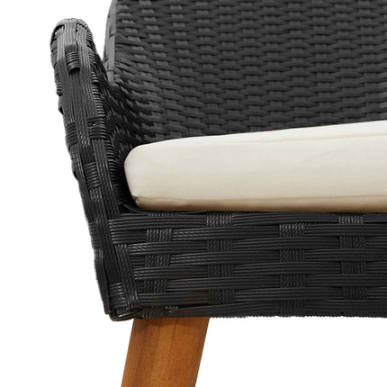 Have Spisebordssæt med pude 5 pcs Sort polyrattan