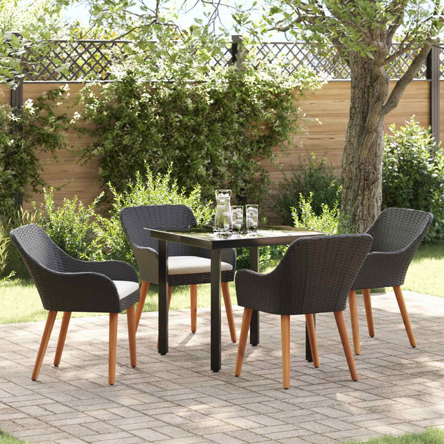 Have Spisebordssæt 5 stk. Sort polyrattan