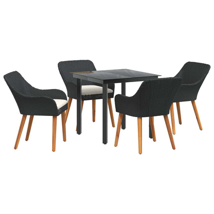 Have Spisebordssæt med pude 5 pcs Sort polyrattan