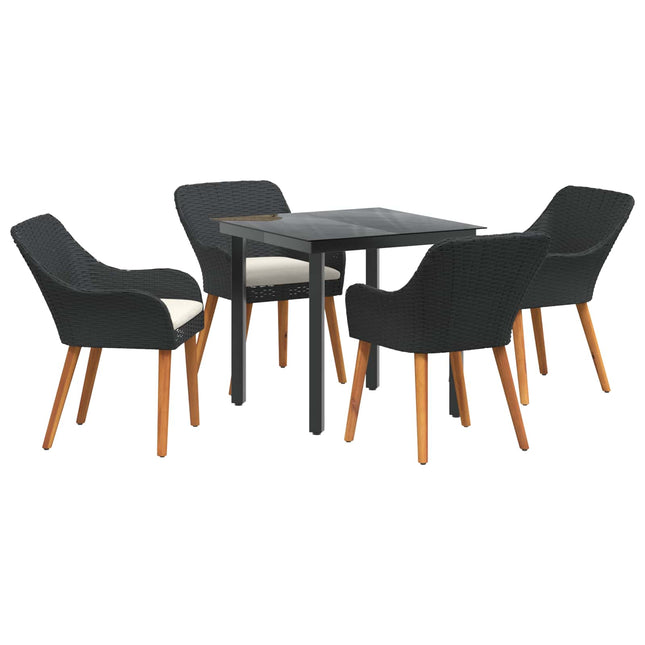Have Spisebordssæt 5 stk. Sort polyrattan