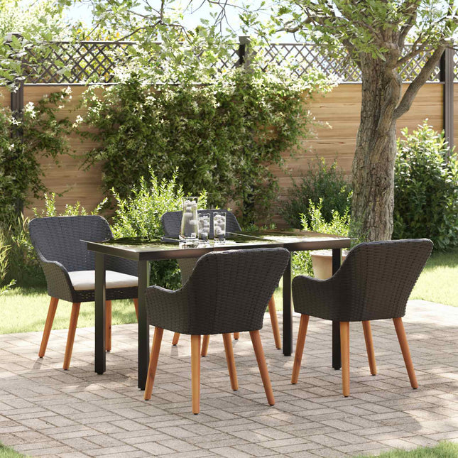 Have Spisebordssæt 5 stk. Sort polyrattan